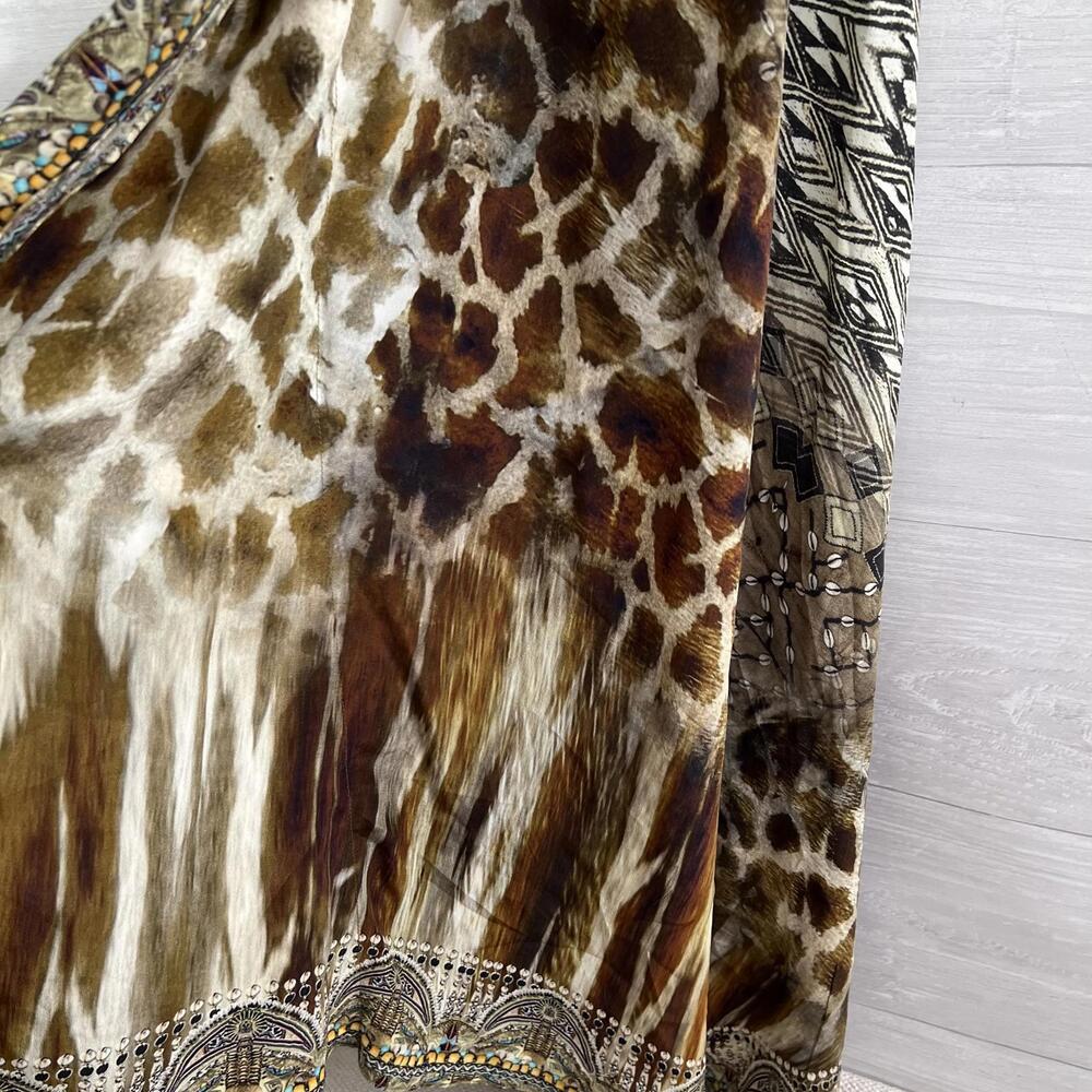 Camilla - Animal print silk embellished maxi halter dress, L - Picture 9 of 15